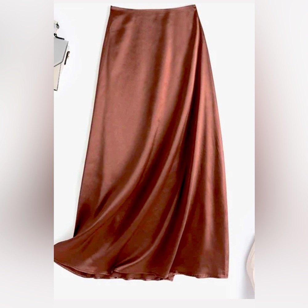 NWT Mauve Satin Pink Slip Skirt Midi-length | Sunday Sparks Clothing Co.